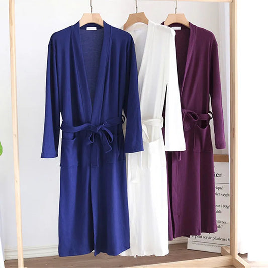 Plus Size Cotton Long Bathrobe