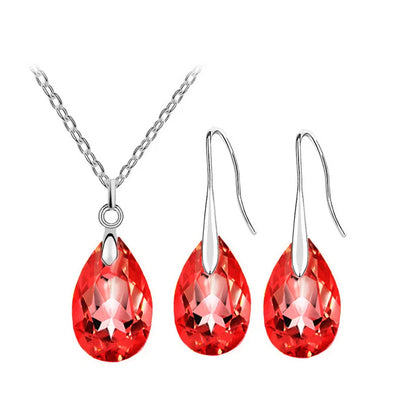 Crystal tear water pendant Necklace Set