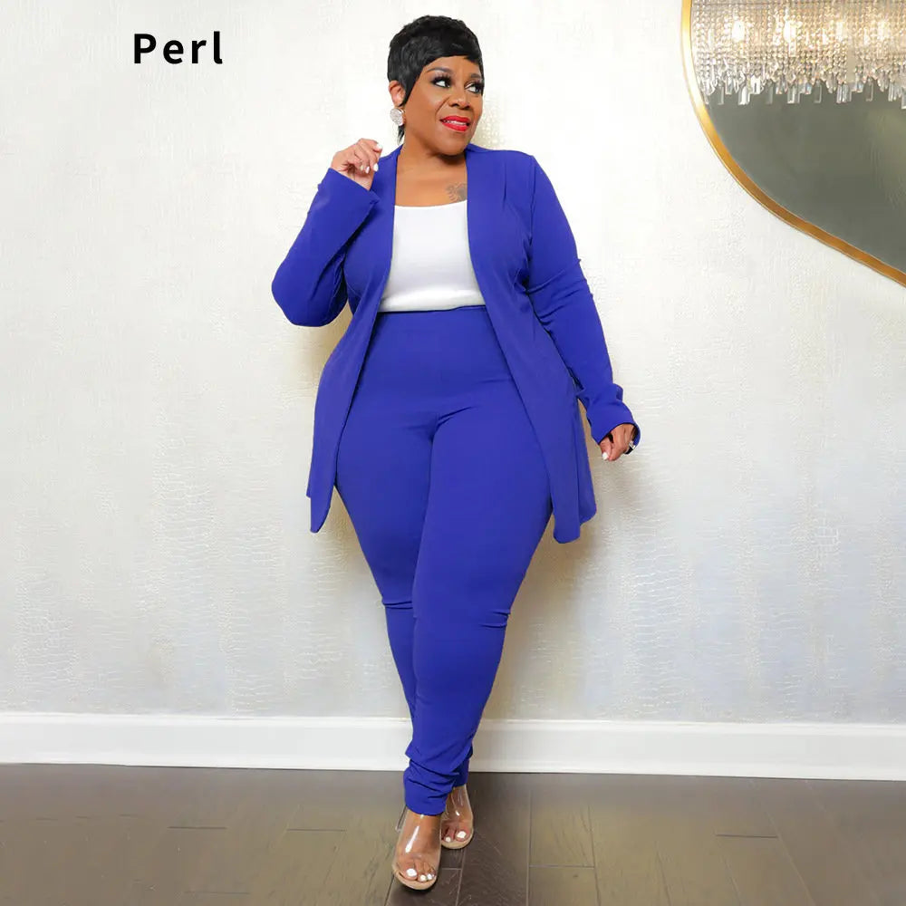 Plus Size Casual Business Two Piece Sets