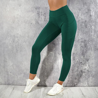 Solid Color High Waist Elastic Yoga Pants