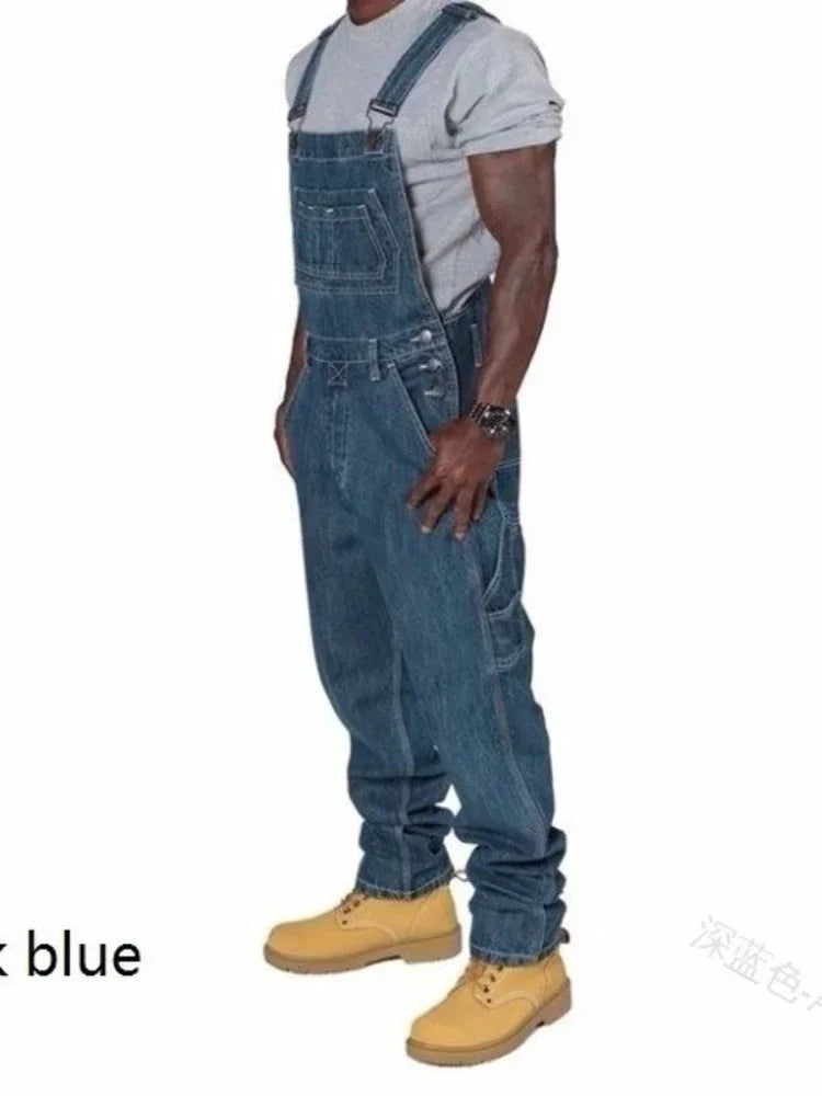 Overalls Pockets Casual Loose Long Denim Pants Slim