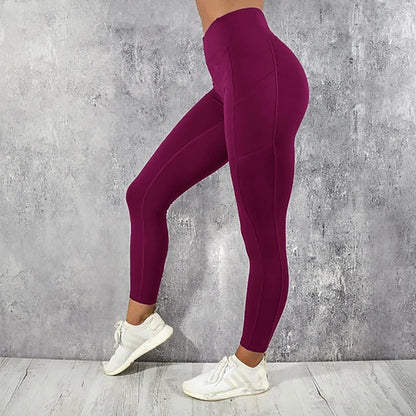 Solid Color High Waist Elastic Yoga Pants