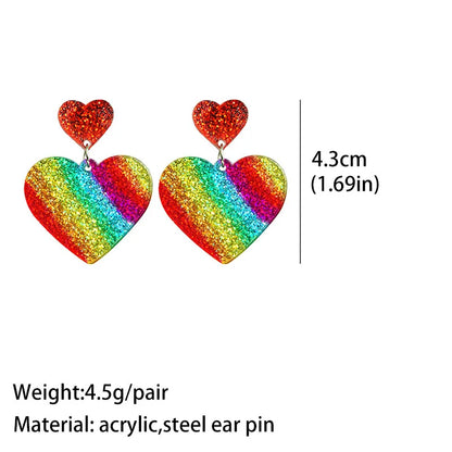 Rainbow Pride LGBT Love Acrylic Colorful Earrings