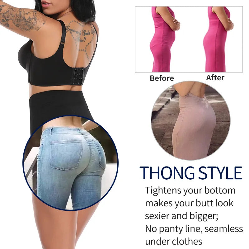 High Waist Tummy Control Thong Butt Lifter Panties