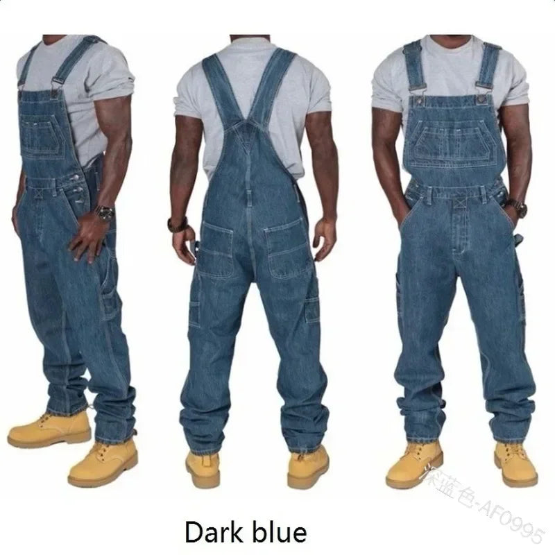 Overalls Pockets Casual Loose Long Denim Pants Slim