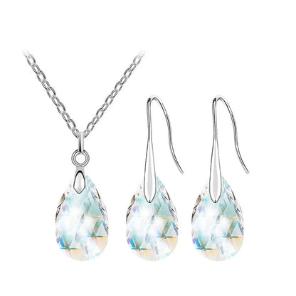 Crystal tear water pendant Necklace Set