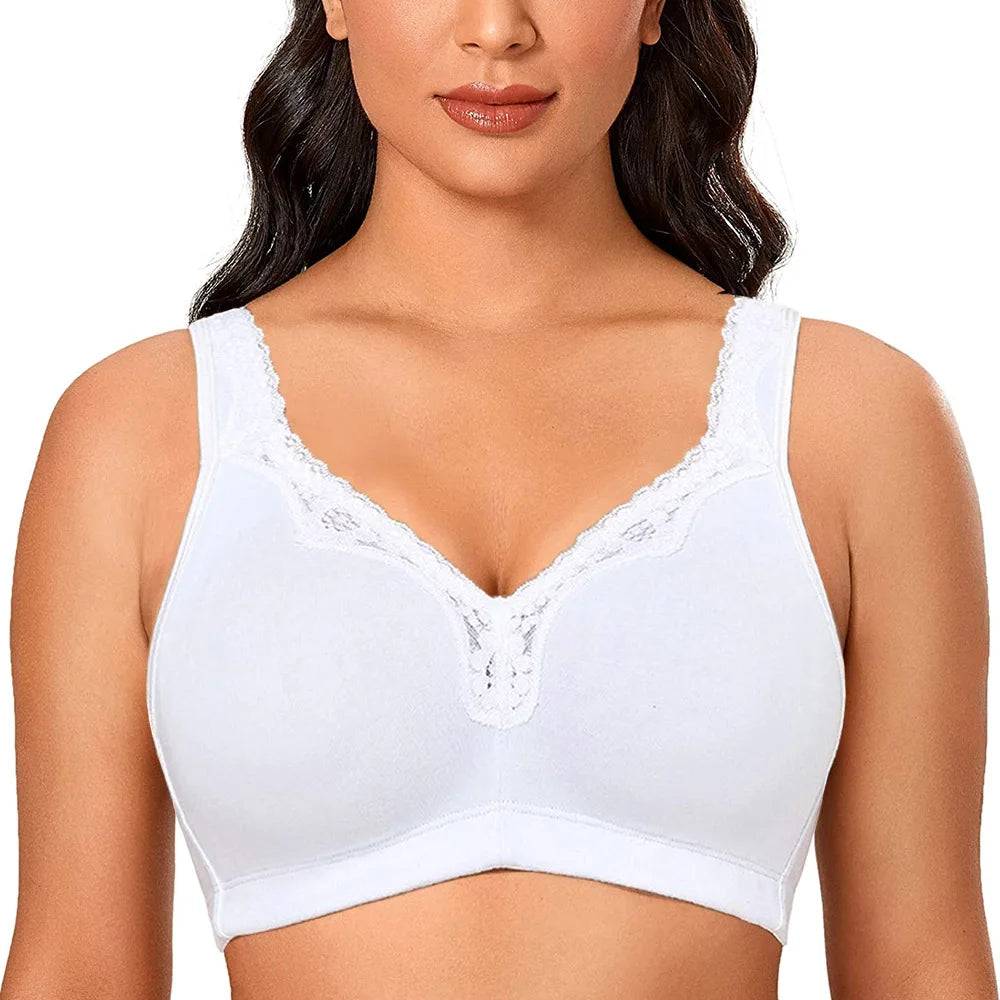 Plus Size Wire free Cotton Bra Women Soft Cup