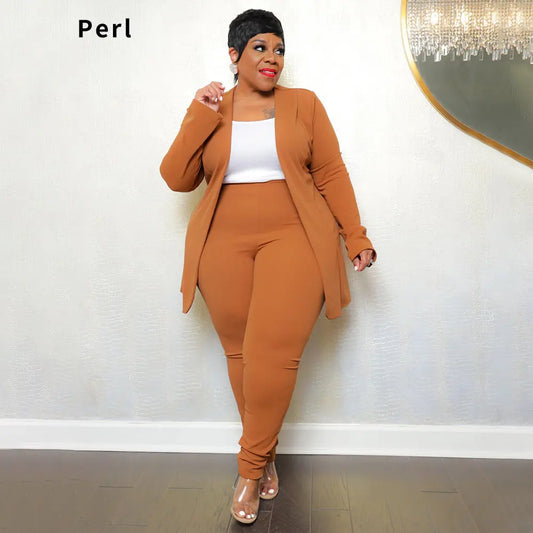 Plus Size Casual Business Two Piece Sets