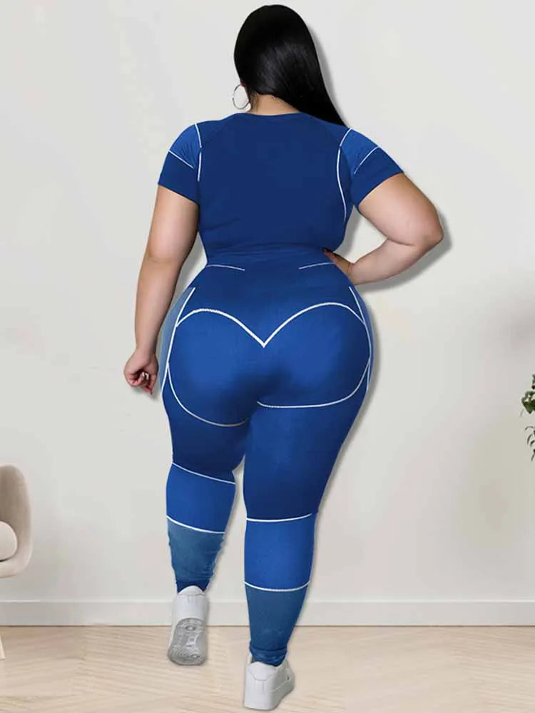 Plus Size 2 Piece Set Pants Suit Casual Slimming