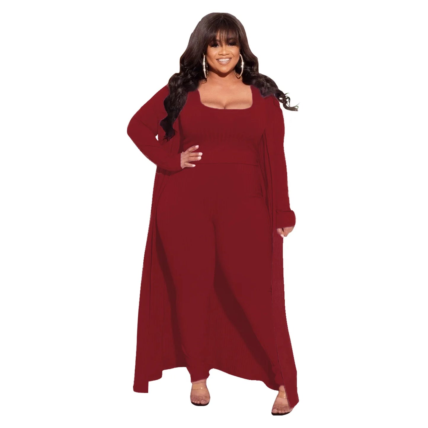 Plus Size 3 Piece Set long-sleeved jacket pants