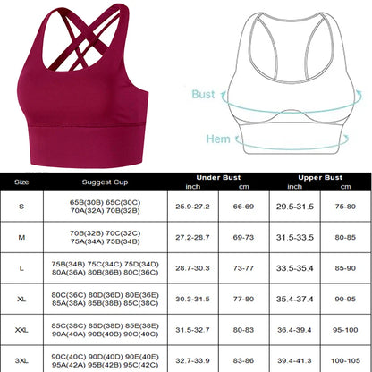 Athletic Bras with Removable Pads Widen Hem