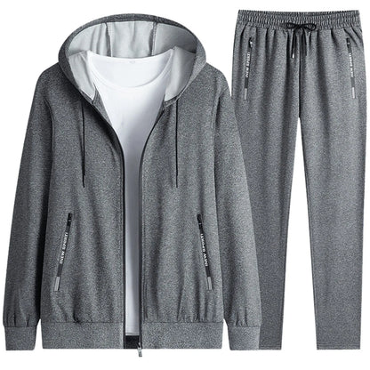 Plus Size Men Sportswear 2 Pieces Sweatshirt + Sweatpants Tracksuit