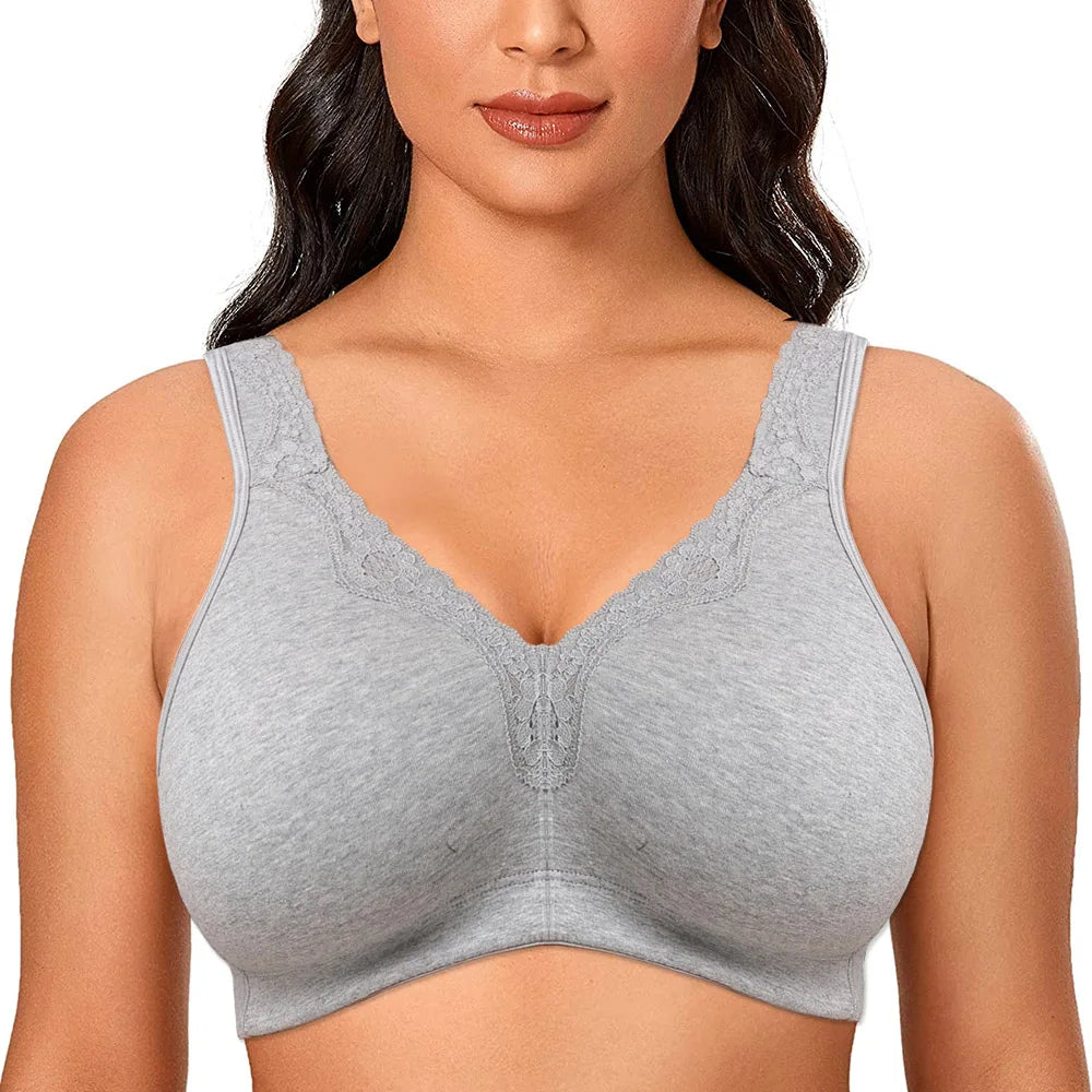 Plus Size Wire free Cotton Bra Women Soft Cup