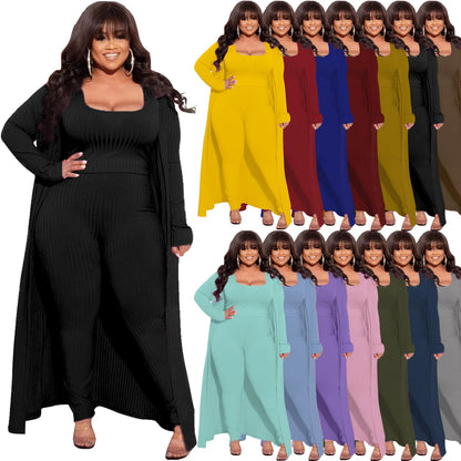 Plus Size 3 Piece Set long-sleeved jacket pants