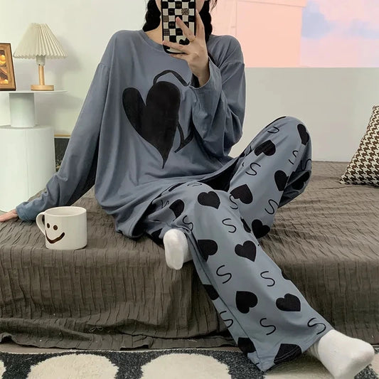 Plus Size Heart Print Pajamas