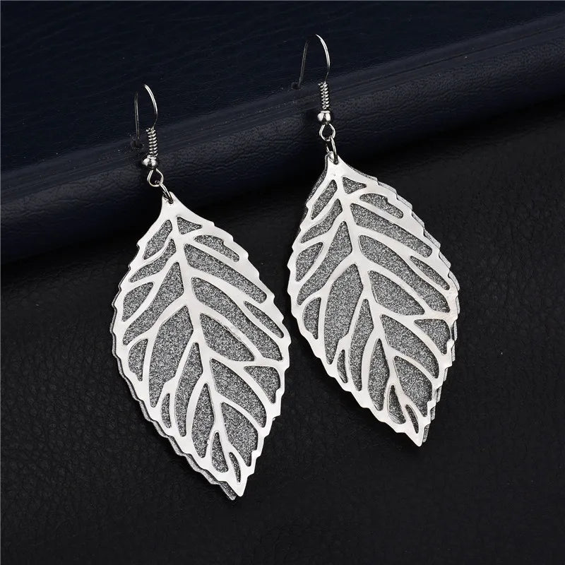 Vintage Leaf Drop Long Earrings