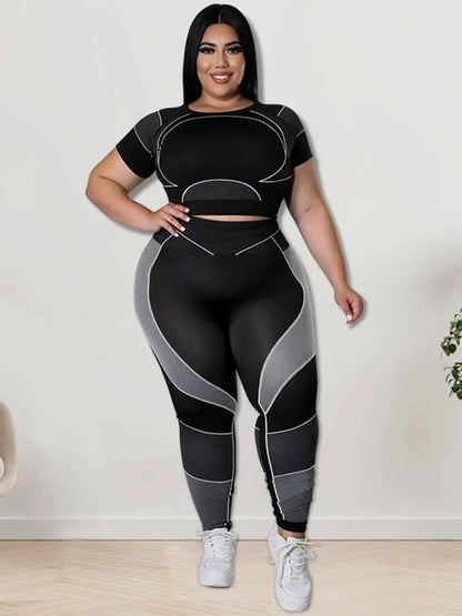 Plus Size 2 Piece Set Pants Suit Casual Slimming