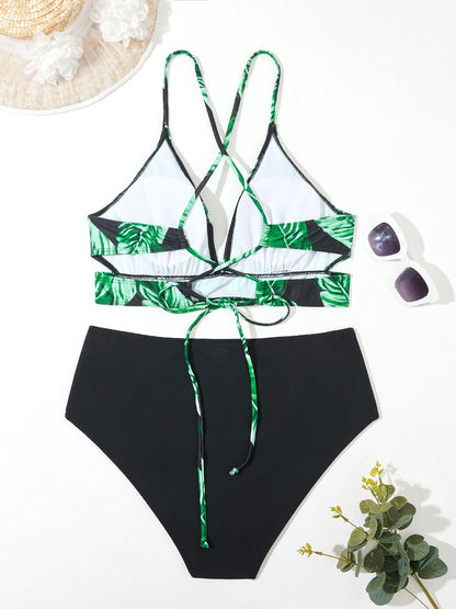 Plus Size 2 Piece High Waist Swimsuit