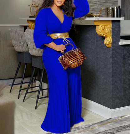 Plus Size Pleated Jumpsuit Casual Loose Pants