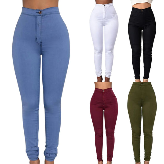 High Waisted Stretch Cotton Butt Lift Stylish Jeggings