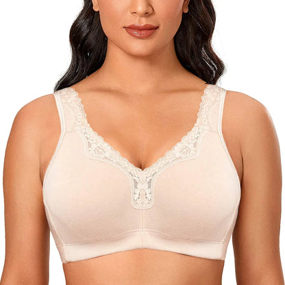 Plus Size Wire free Cotton Bra Women Soft Cup