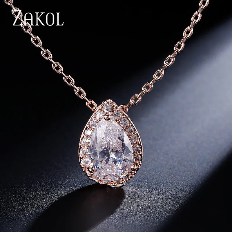 Sparkling Zirconia Teardrop Necklace