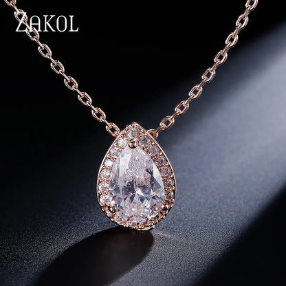 Sparkling Zirconia Teardrop Necklace