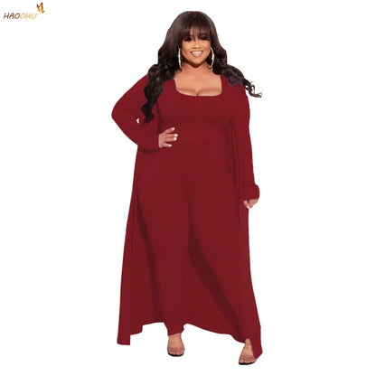 Plus Size 3 Piece Set long-sleeved jacket pants