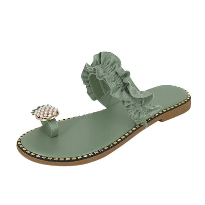 Pineapple Pearl Flat Toe Bohemian Summer Beach Sandals