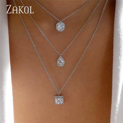 Sparkling Zirconia Teardrop Necklace