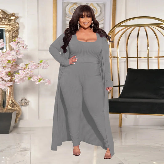 Plus Size 3 Piece Set long-sleeved jacket pants