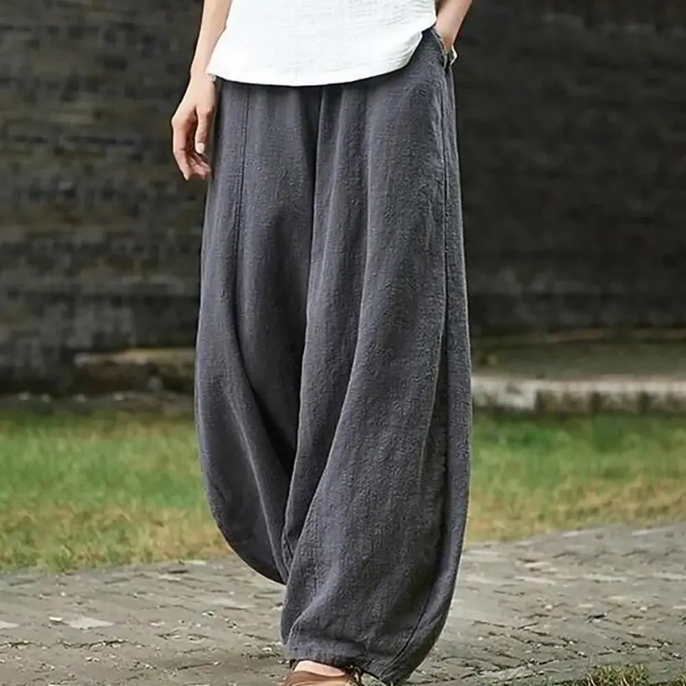 Cotton Linen Style Bloomers Wide Leg Pants