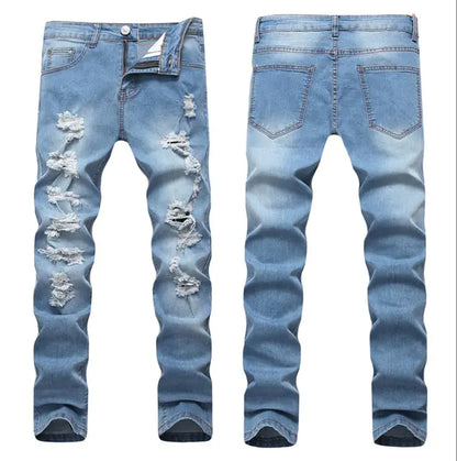 Blue Washed Men's Ripped Jeans