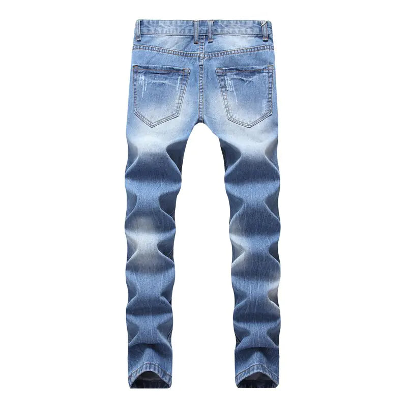 Blue Washed Men's Ripped Jeans