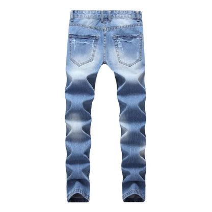 Blue Washed Men's Ripped Jeans