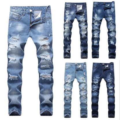 Blue Washed Men's Ripped Jeans