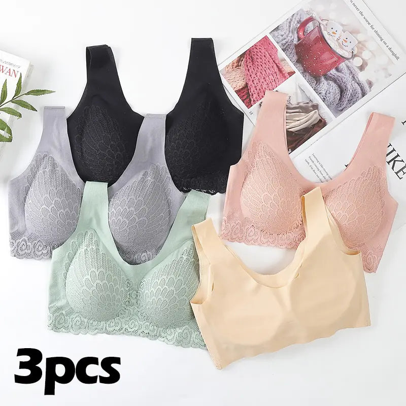 Vip Link 3pcs Plus 4XL Latex Bra Seamless Bras