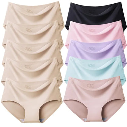 Women's Seamless Plus Size Satin Panties Set