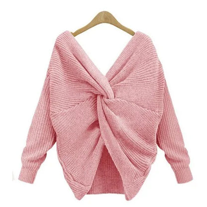 Plus Size Knitted V-Neck Sweater