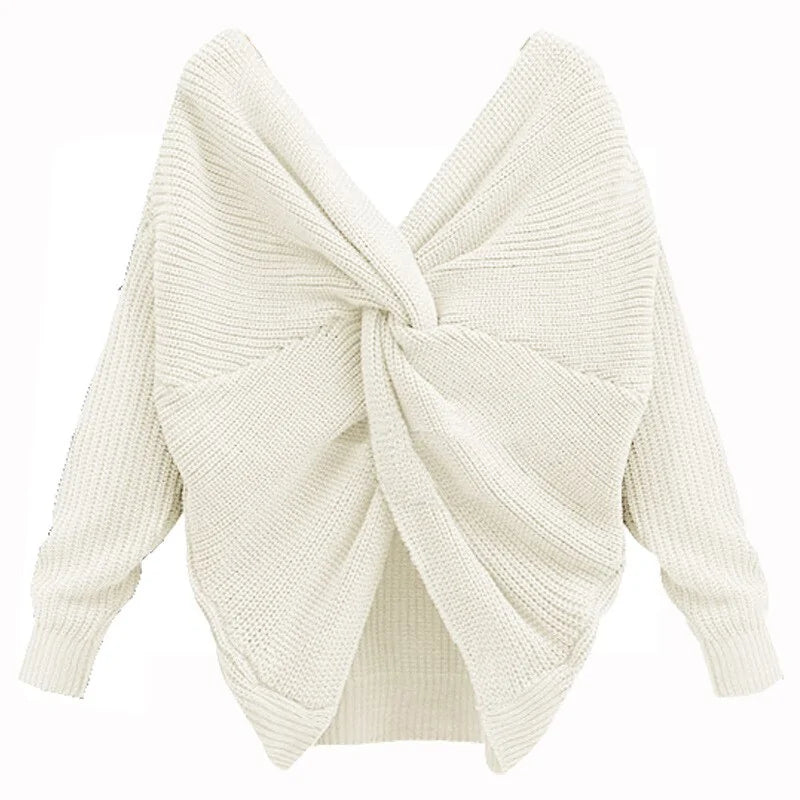 Plus Size Knitted V-Neck Sweater