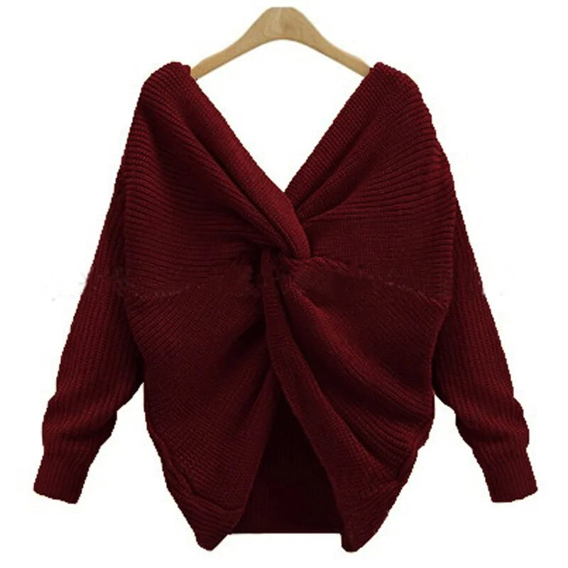 Plus Size Knitted V-Neck Sweater