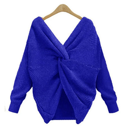 Plus Size Knitted V-Neck Sweater